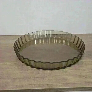 Vintage Arcopal Quiche  / Tarte /Pie Plate Made in France - Amber Brown